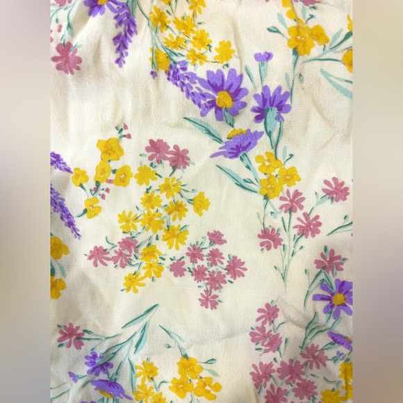 Sabo Skirt Lashara Yellow Crepe Milkmaid Floral Mini Dress coquette romantic - Picture 10 of 12